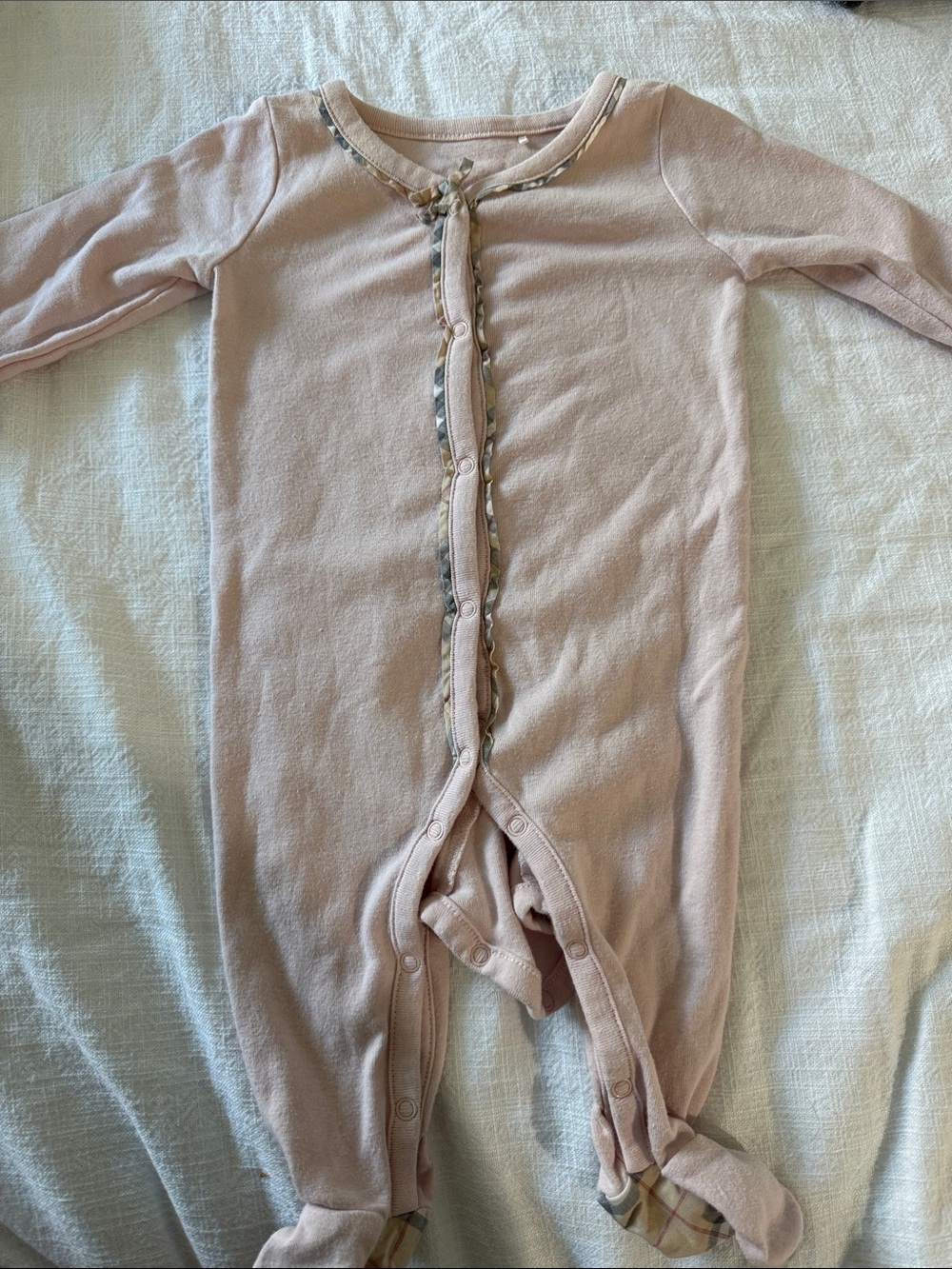 Burberry Soft Pink Baby One-Piece Footed Pajama